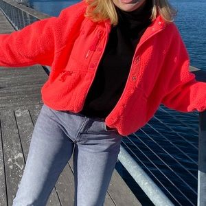 Free People Neon Pink Fuzzy Jacket
